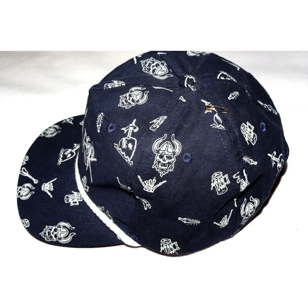 Roark All Over Viking Skulls Swords Mugs Printed Snapback Rope Cap Hat